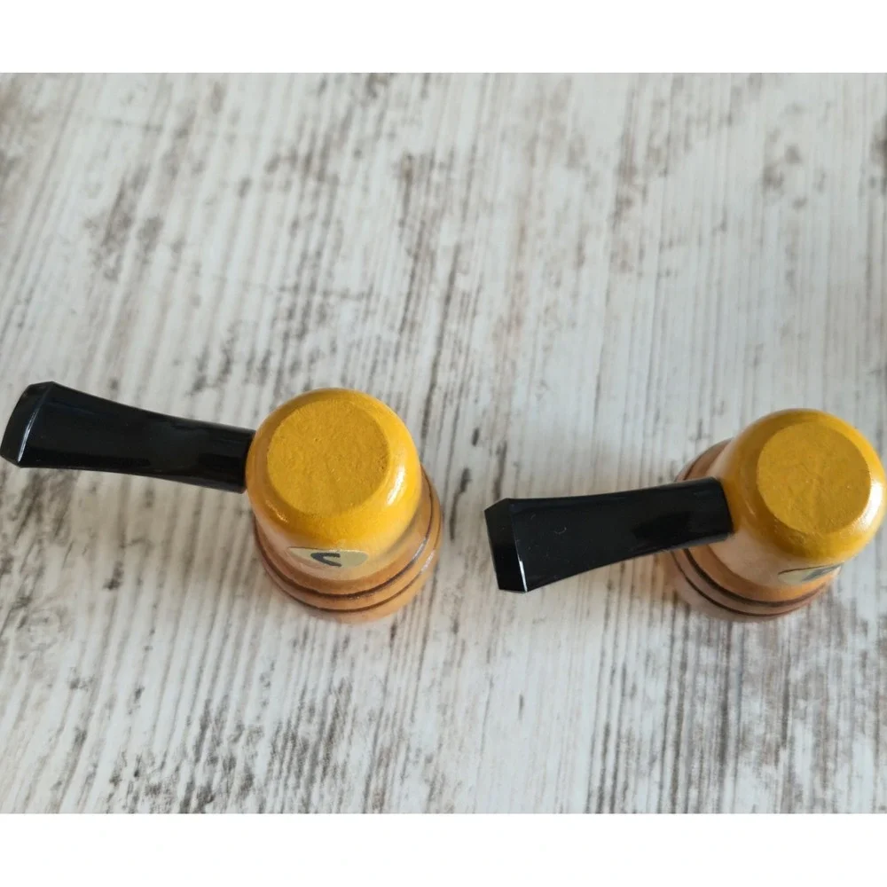Vintage Novelty Wooden Smoking Pipe Salt Pepper Shakers Set Mid Century Retro
